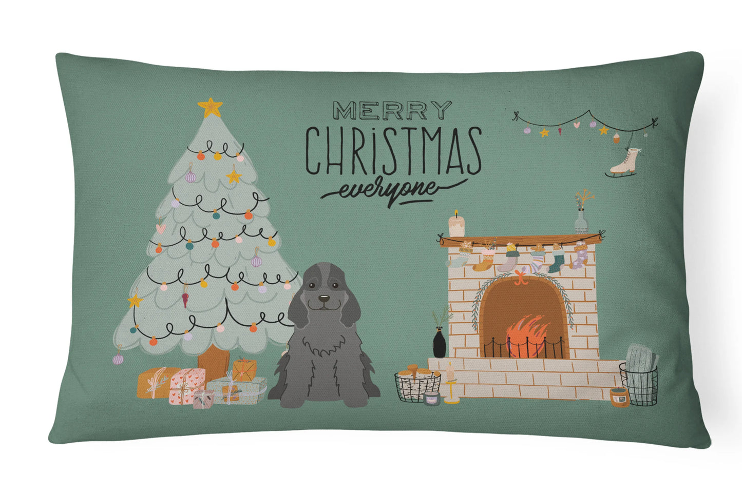 Christmas Everyone Dog Art Canvas Fabric Decorative Pillow