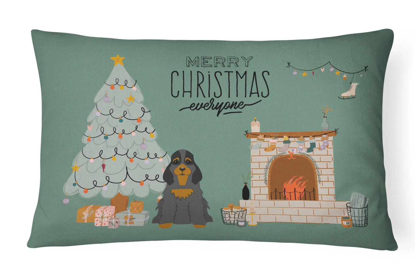 Christmas Everyone Dog Art Canvas Fabric Decorative Pillow