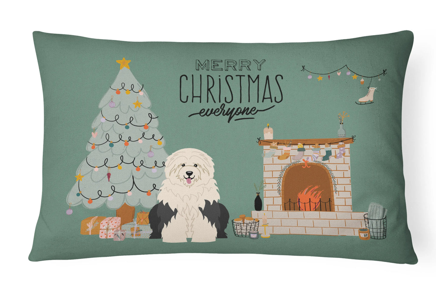 Christmas Everyone Dog Art Canvas Fabric Decorative Pillow