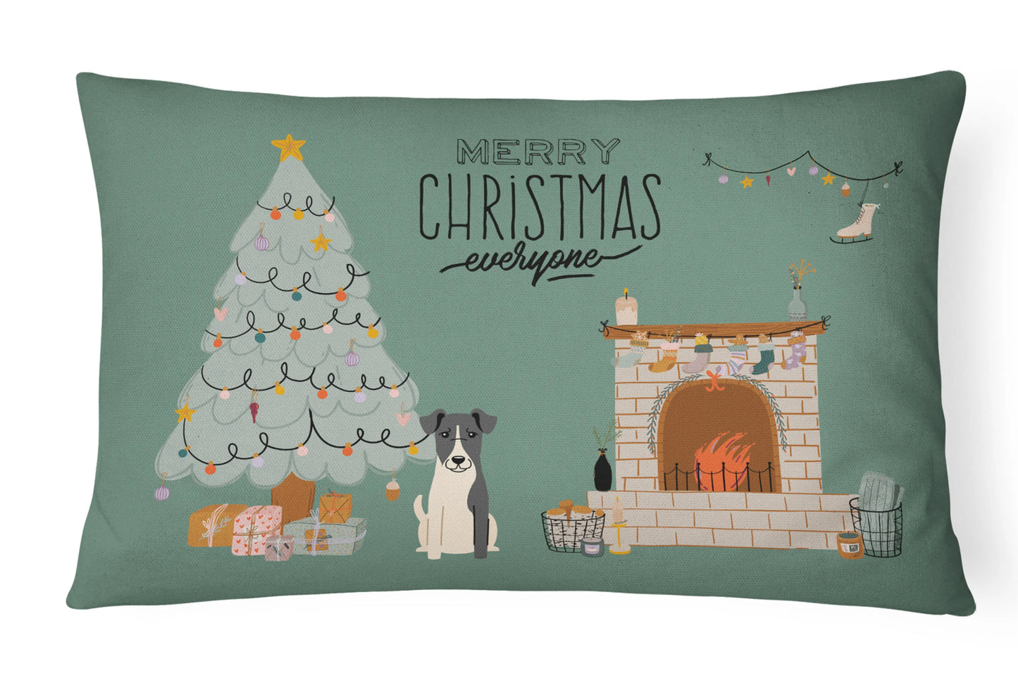 Christmas Everyone Dog Art Canvas Fabric Decorative Pillow