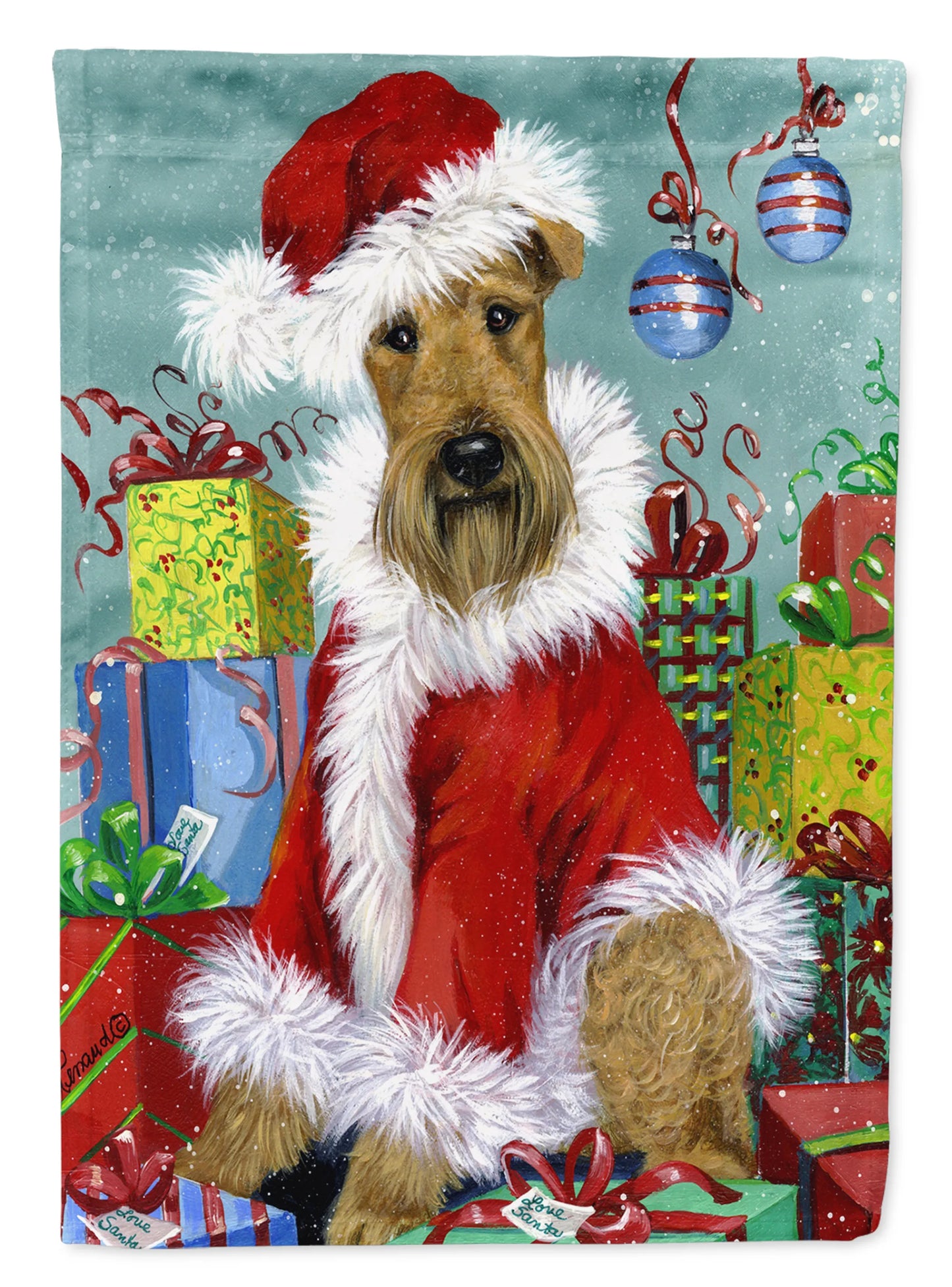 Christmas Dog Art Flag