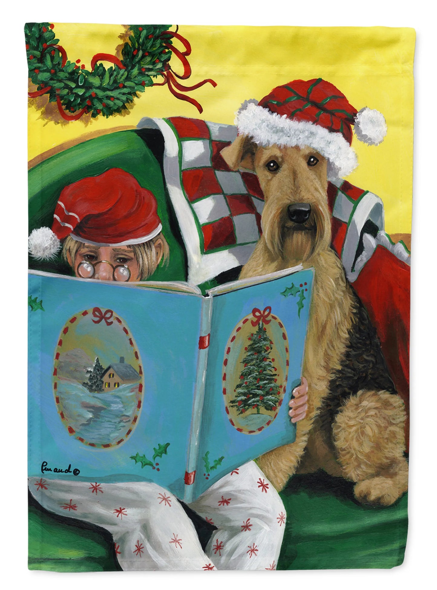 Christmas Dog Art Flag