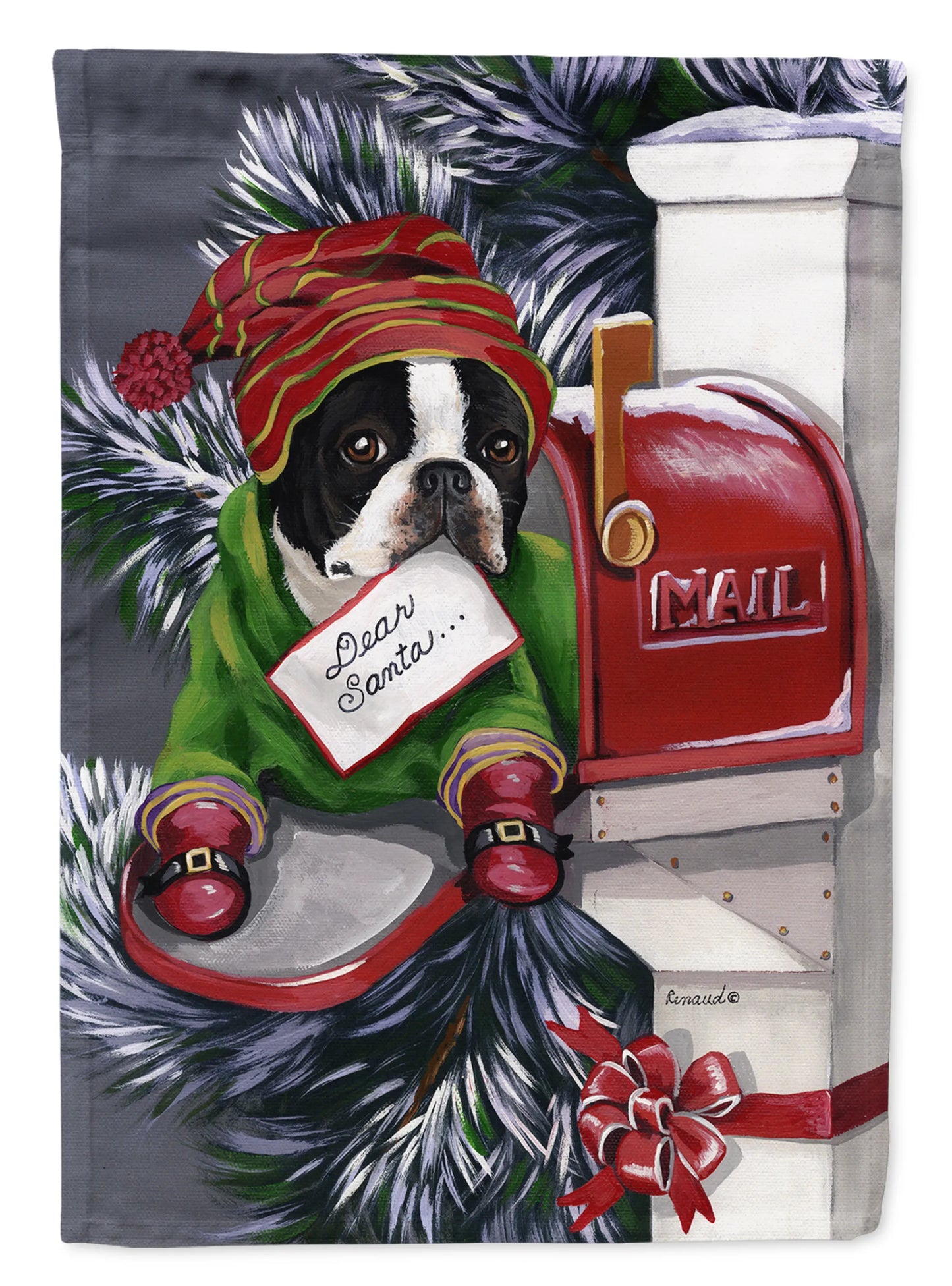 Christmas Dog Art Flag