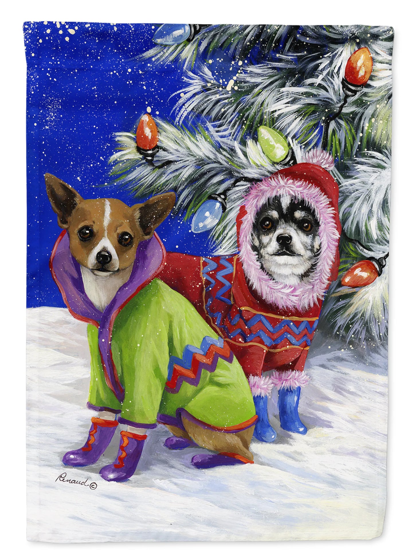 Christmas Dog Art Flag