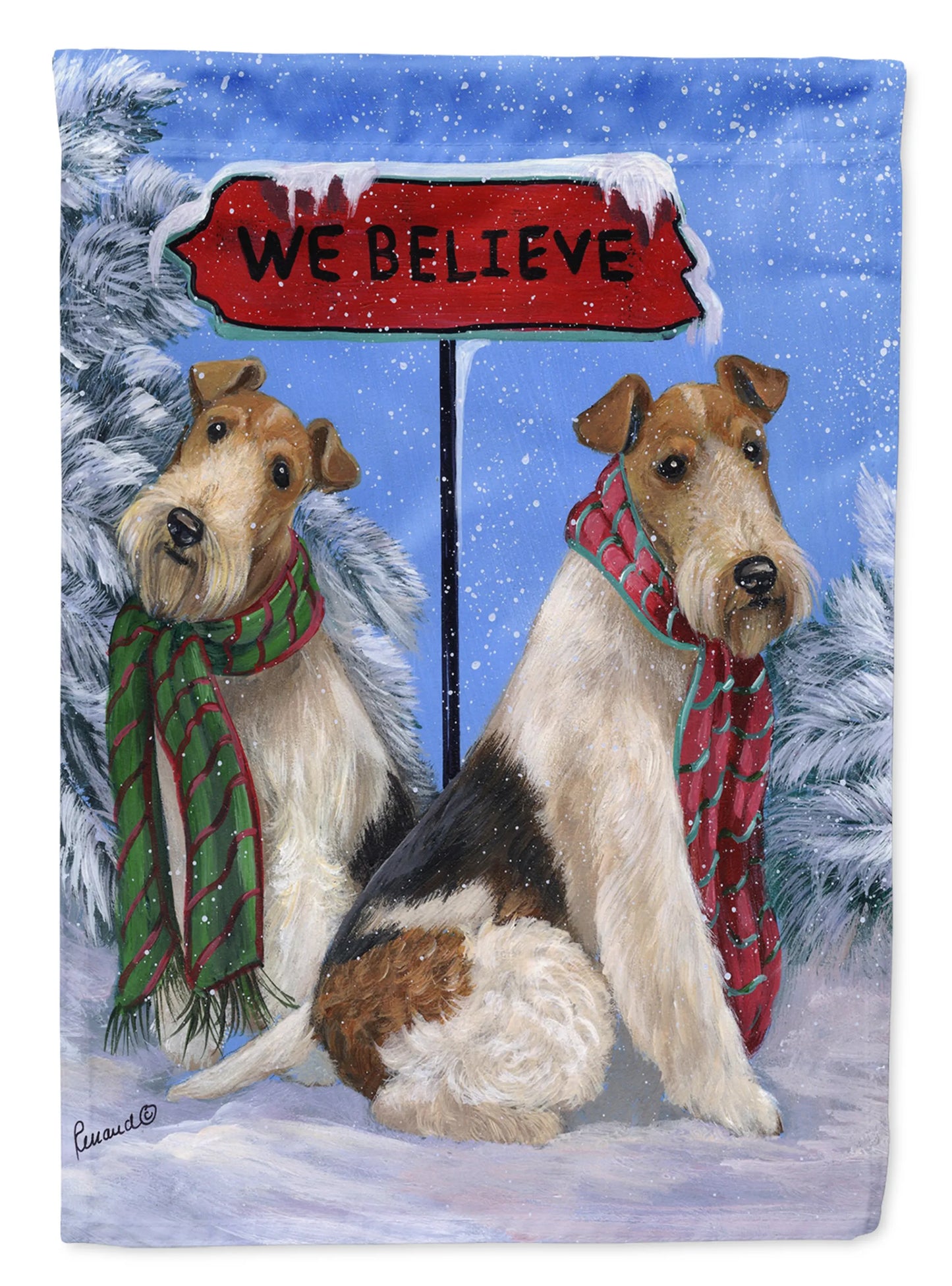 Christmas Dog Art Flag