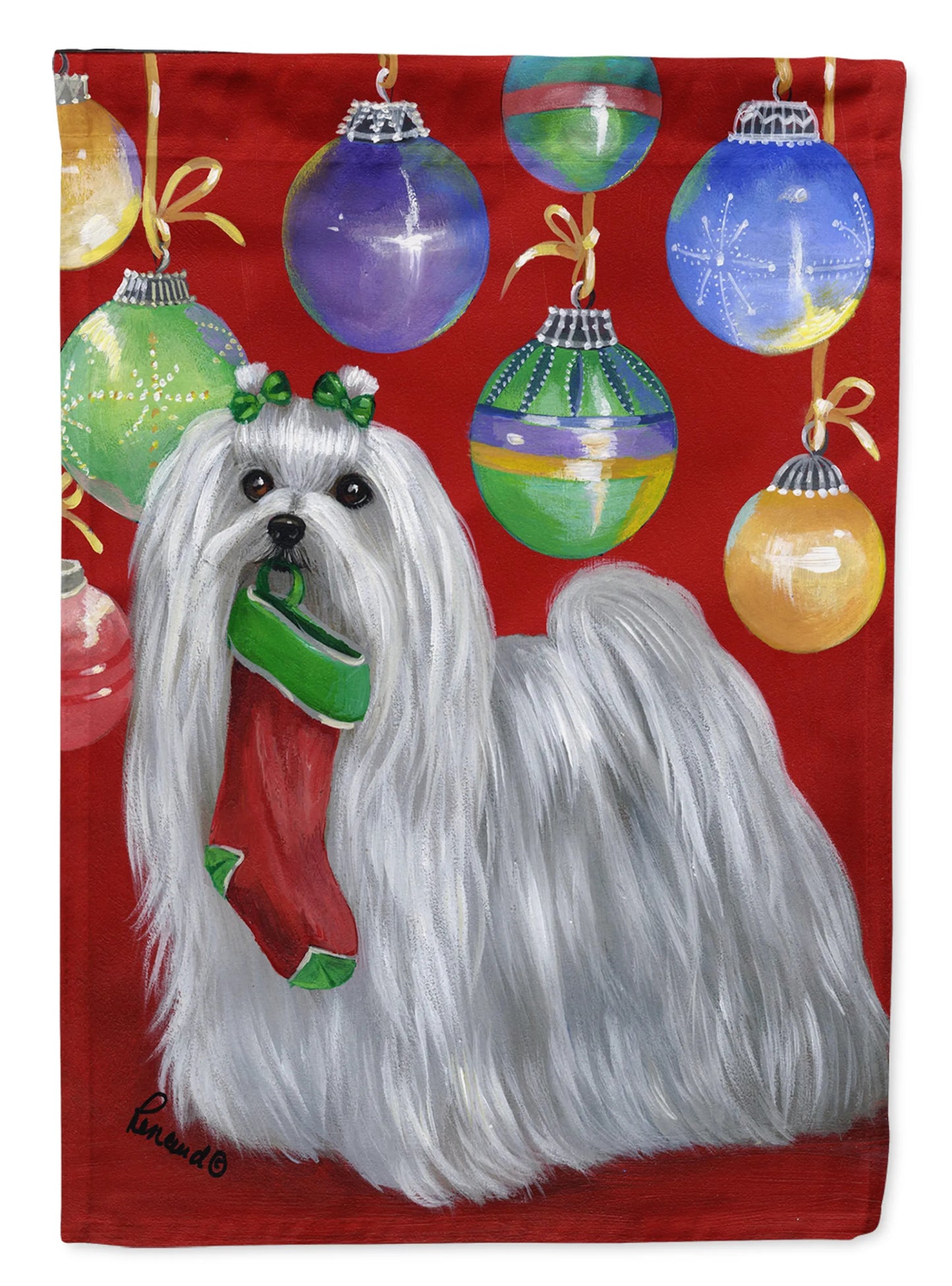 Christmas Dog Art Flag