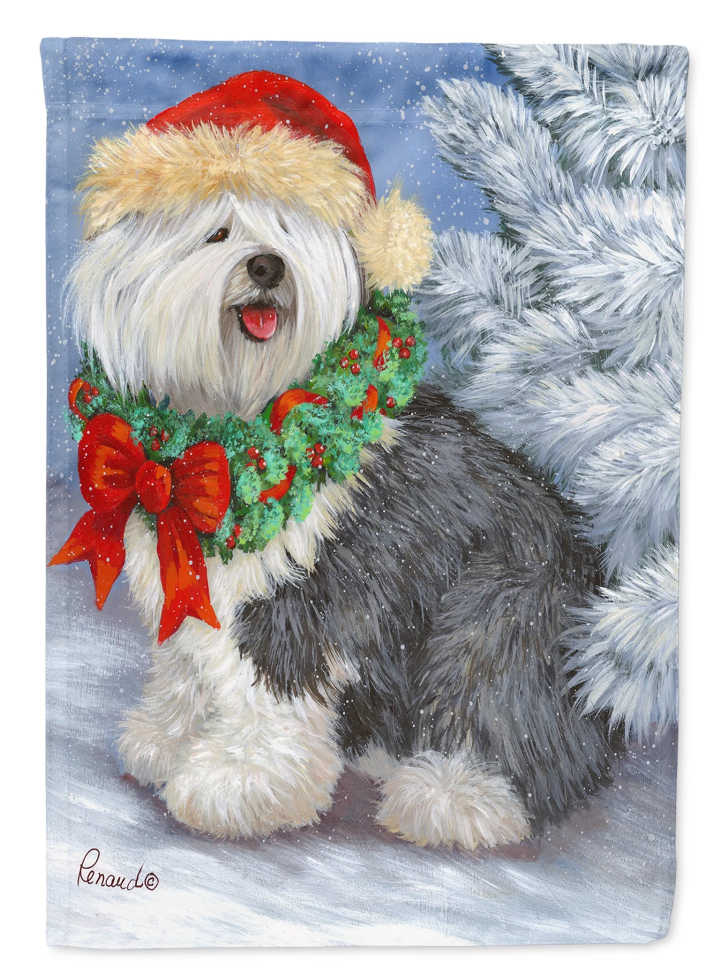 Christmas Dog Art Flag