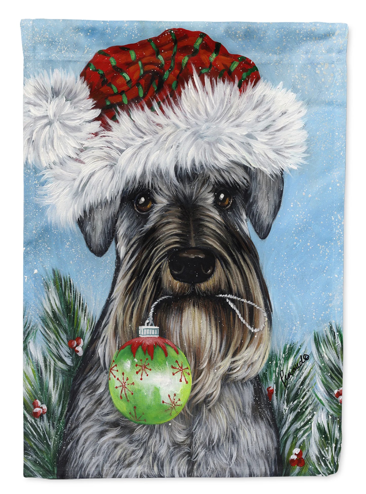 Christmas Dog Art Flag