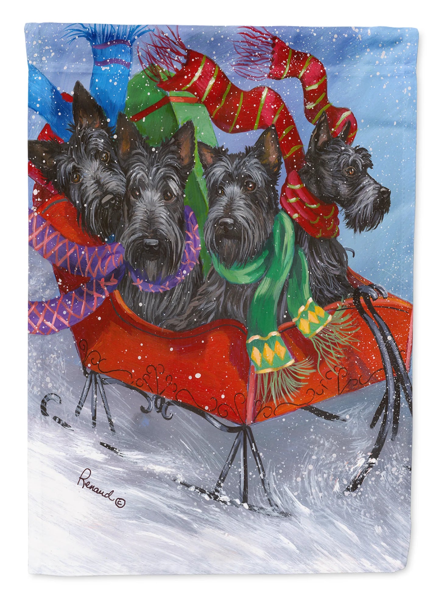 Christmas Dog Art Flag