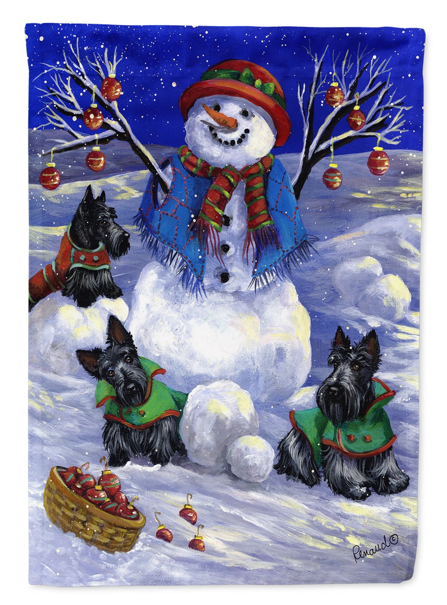 Christmas Dog Art Flag