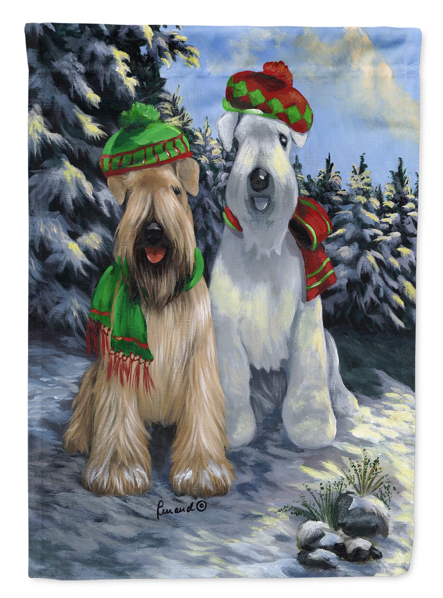 Christmas Dog Art Flag