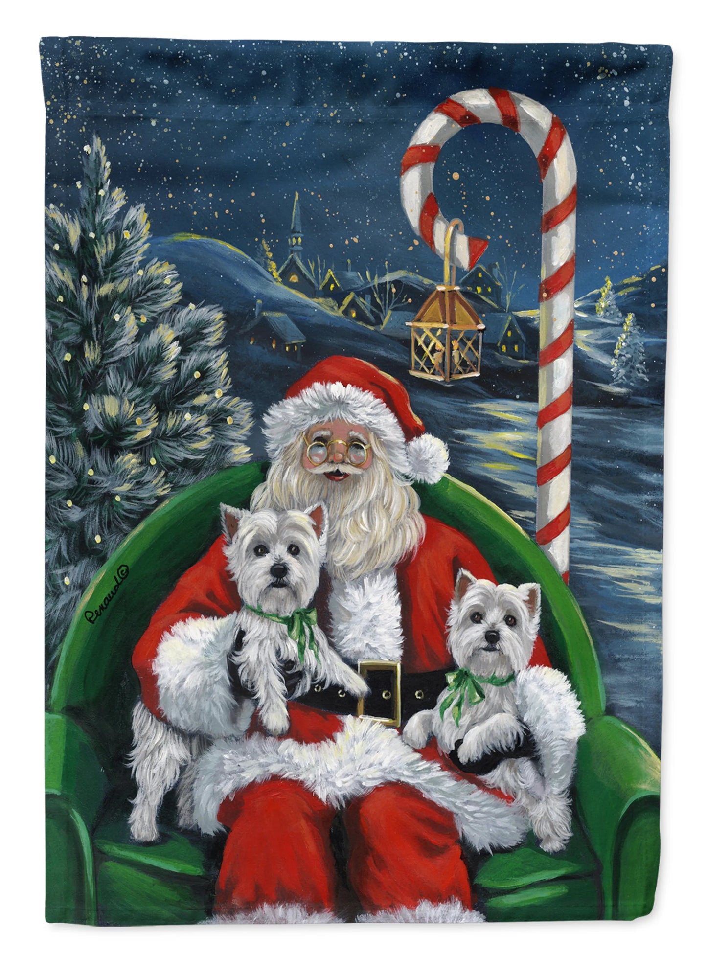 Christmas Dog Art Flag