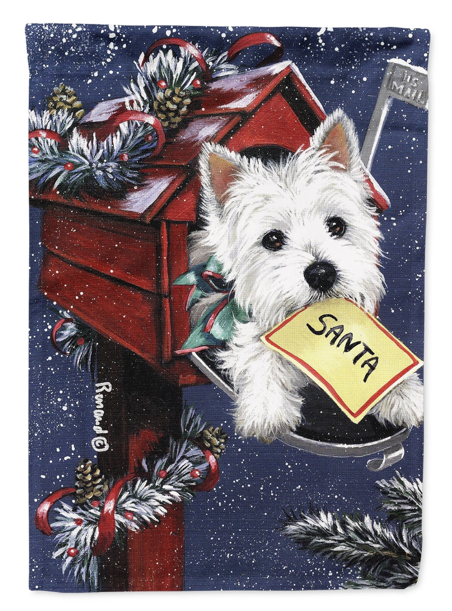 Christmas Dog Art Flag