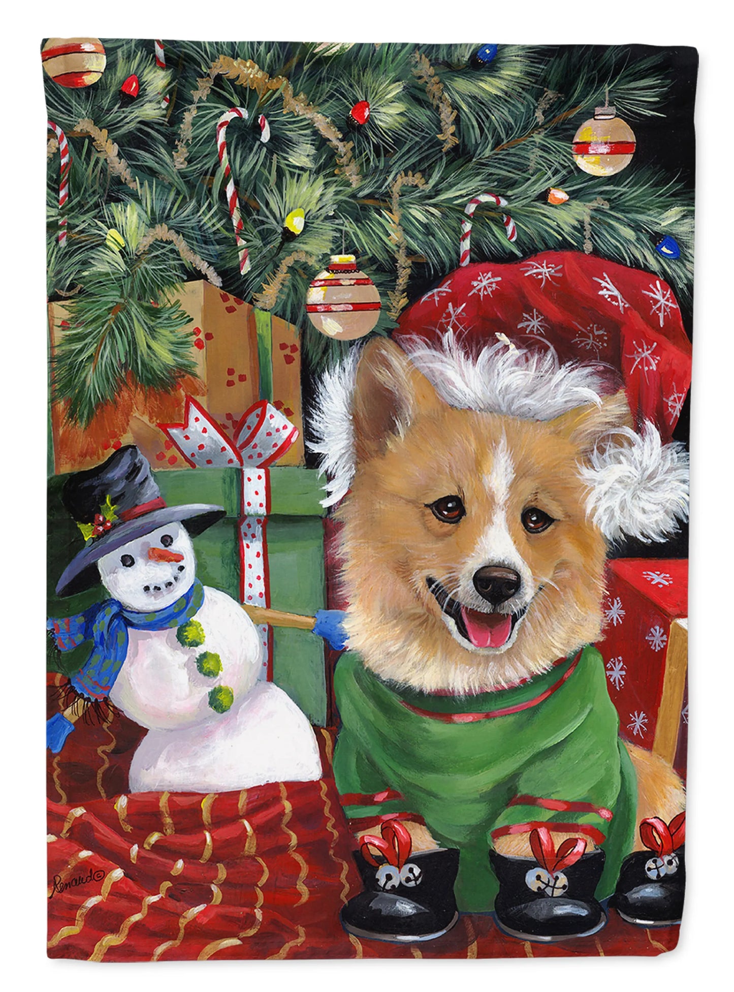 Christmas Dog Art Flag