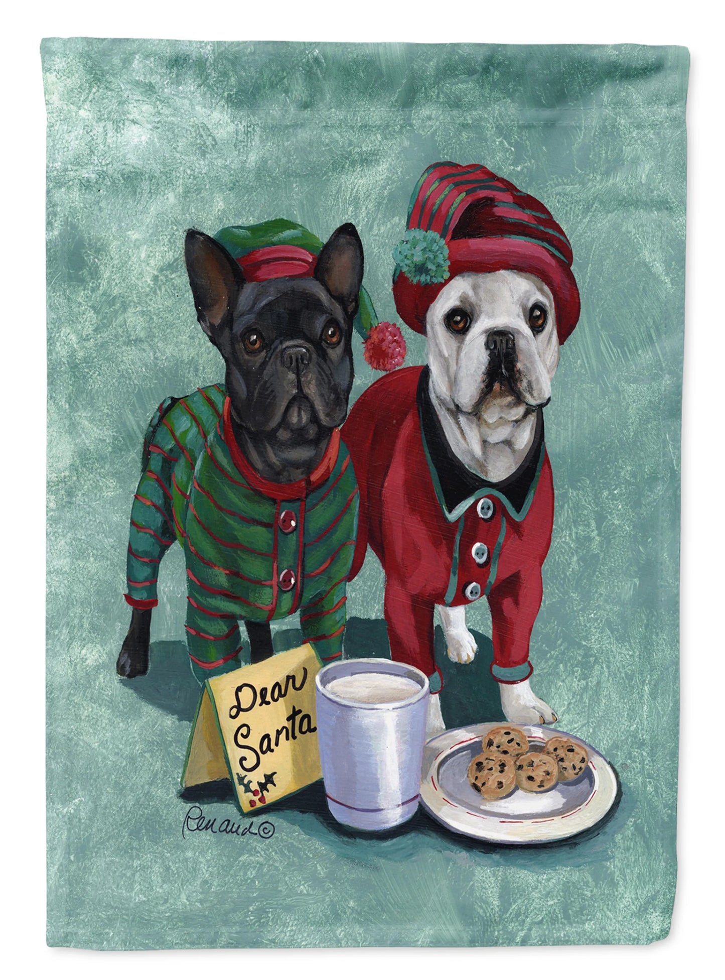 Christmas Dog Art Flag