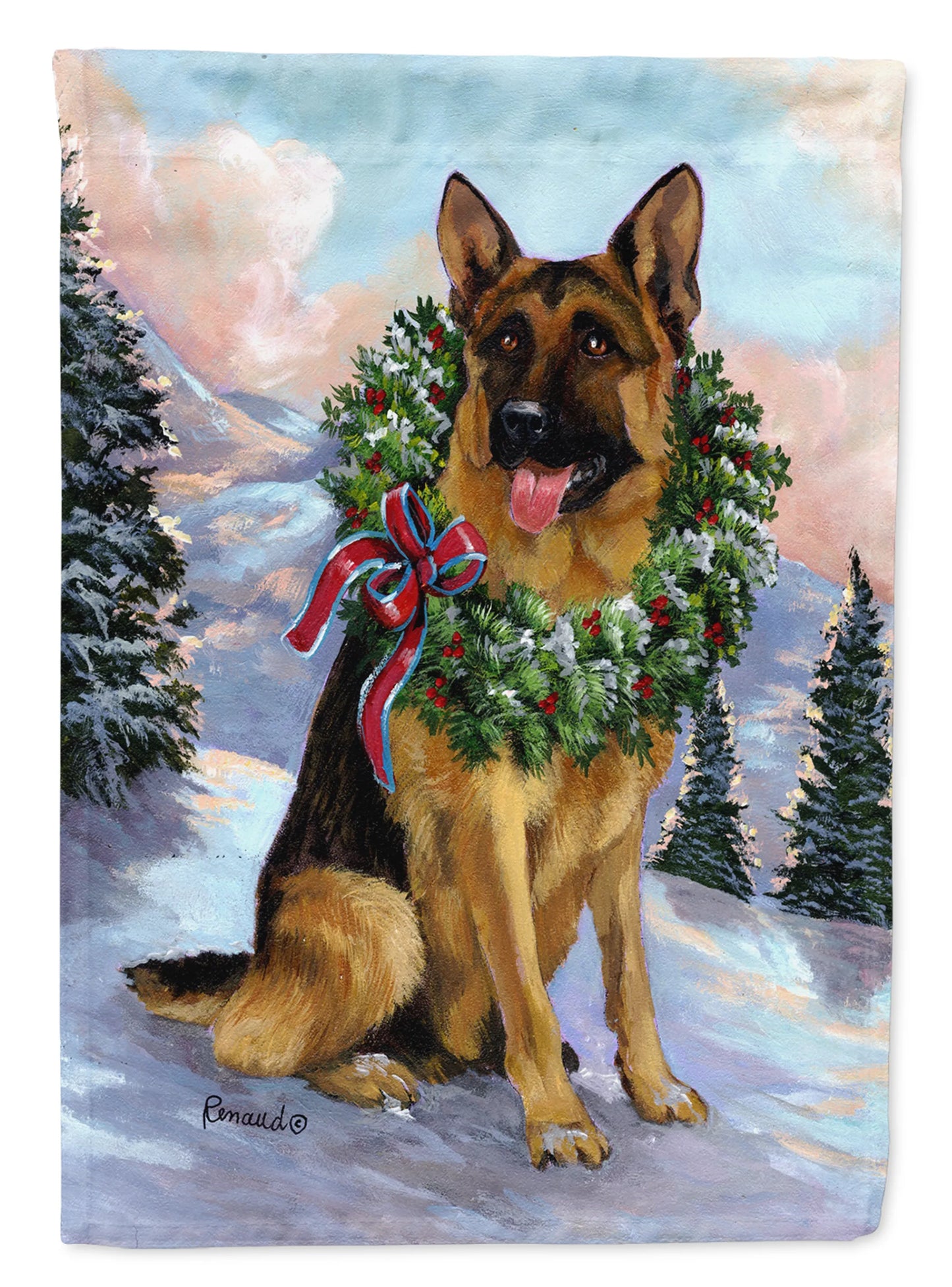 Christmas Dog Art Flag