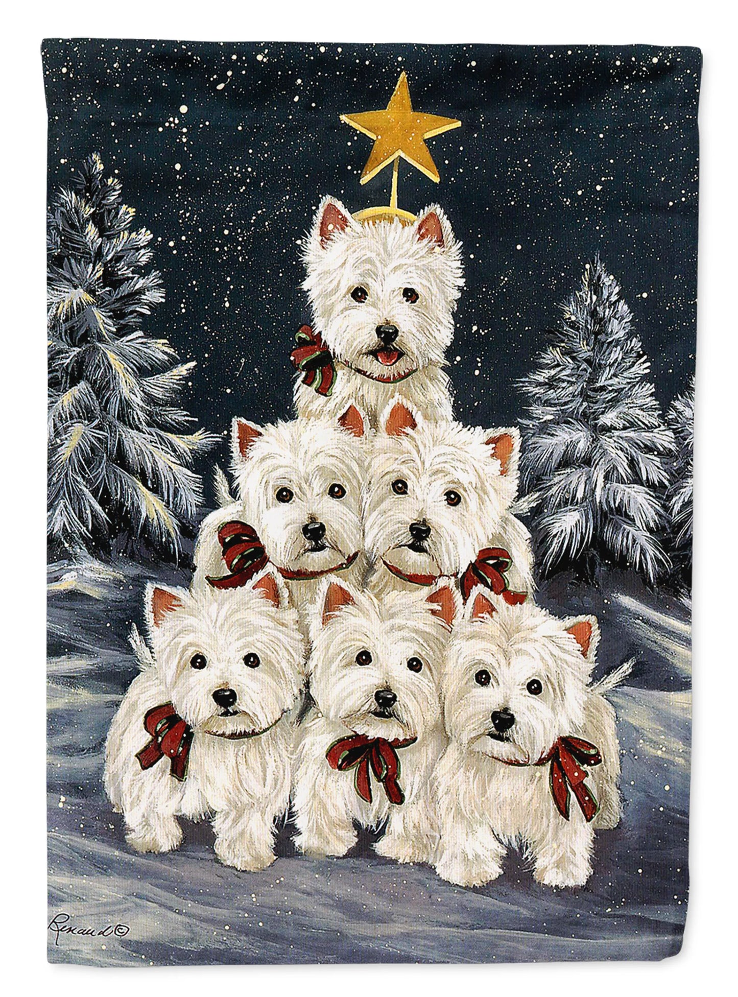 Christmas Dog Art Flag