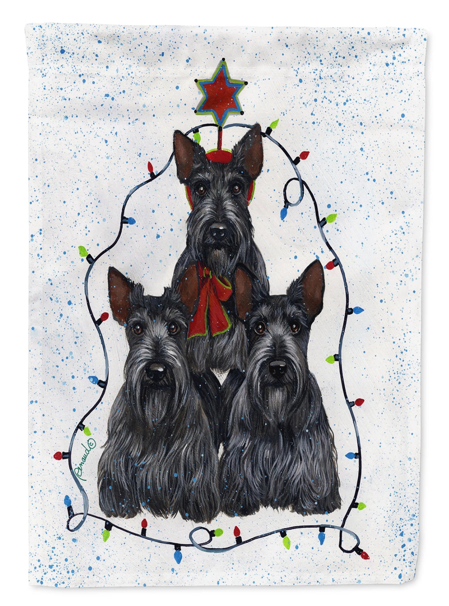 Christmas Dog Art Flag