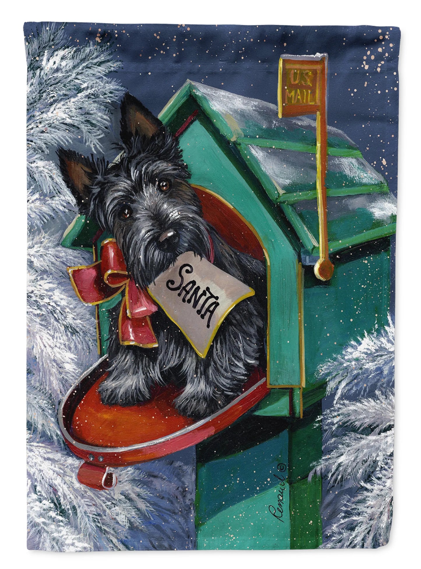 Christmas Dog Art Flag