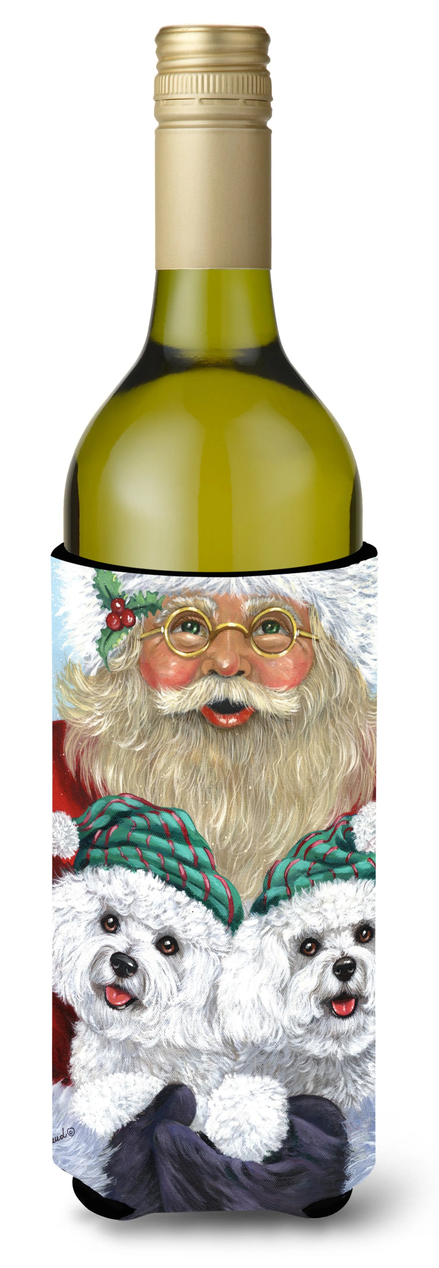 Christmas Dog Art Wine Bottle Hugger