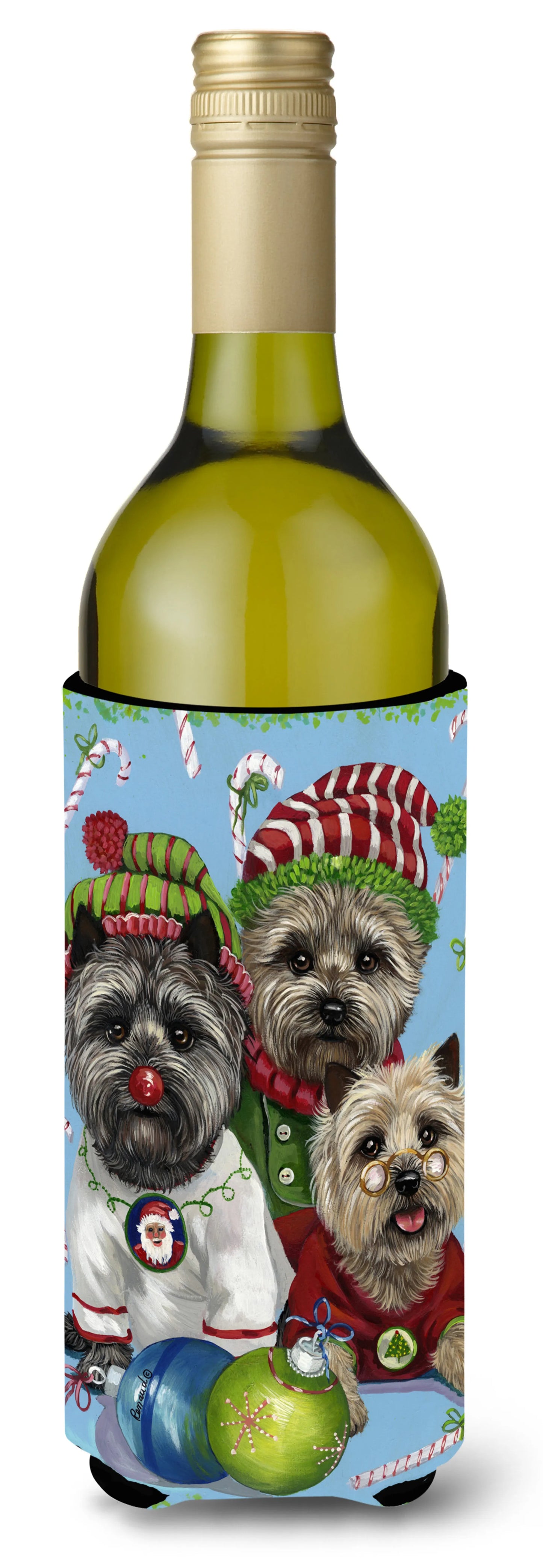 Christmas Dog Art Wine Bottle Hugger