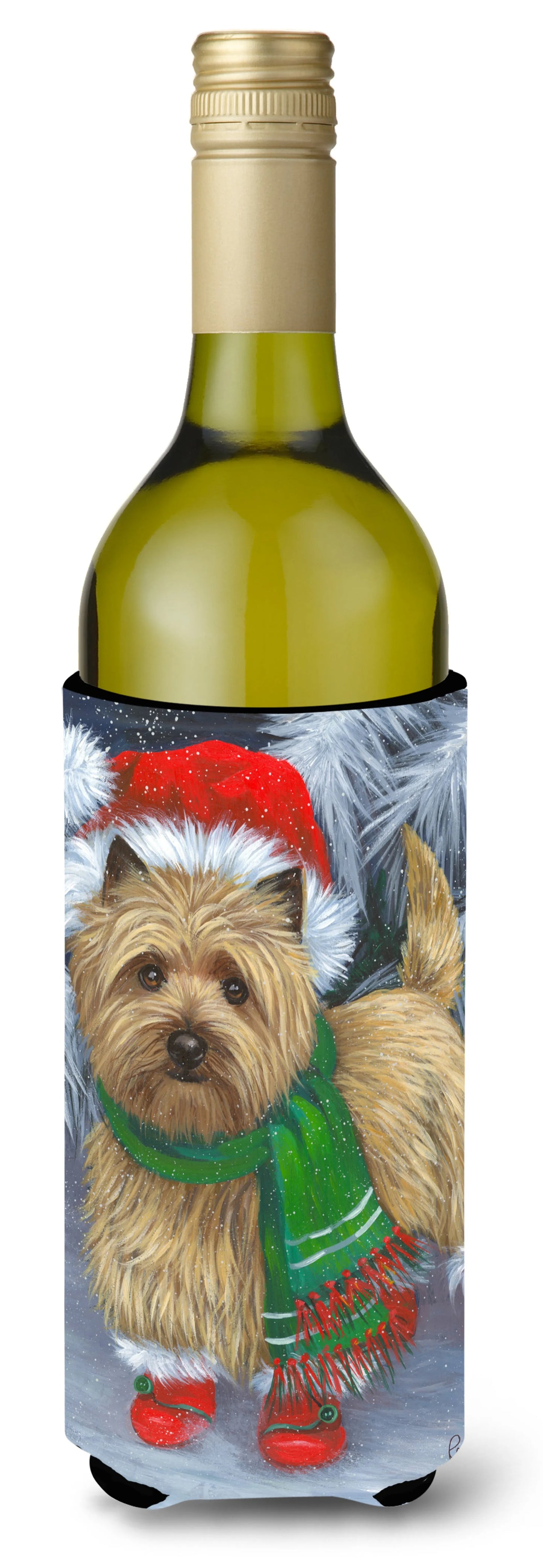 Christmas Dog Art Wine Bottle Hugger