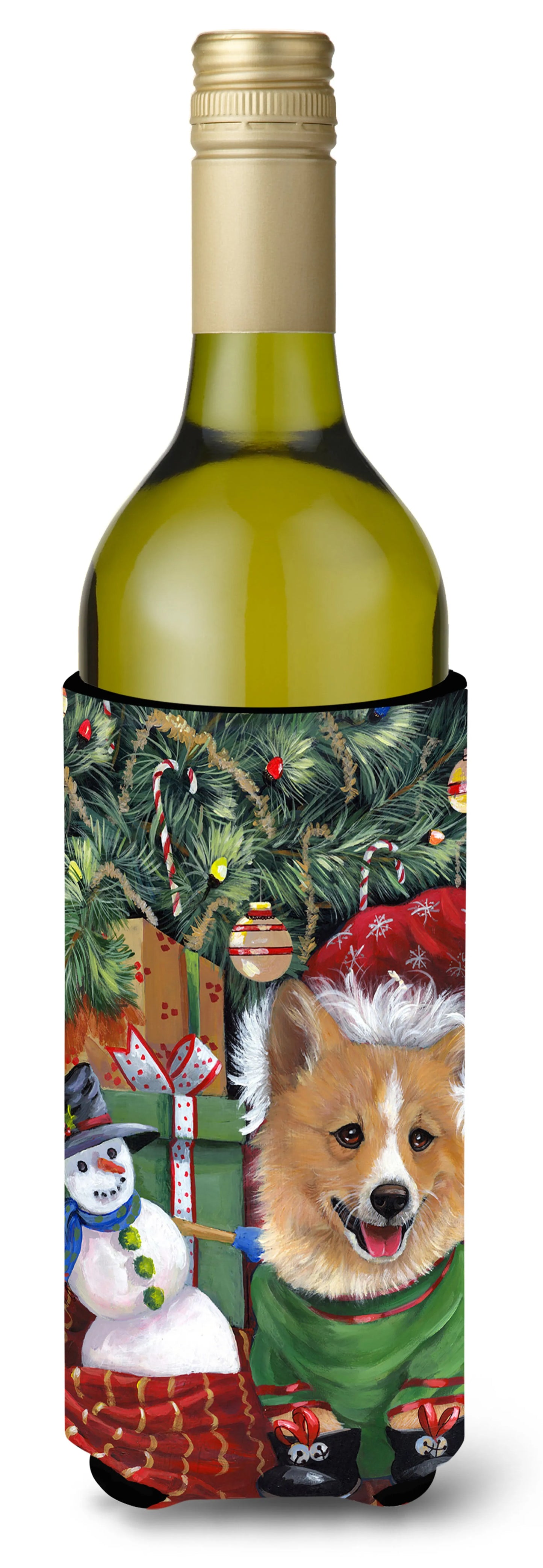 Christmas Dog Art Wine Bottle Hugger