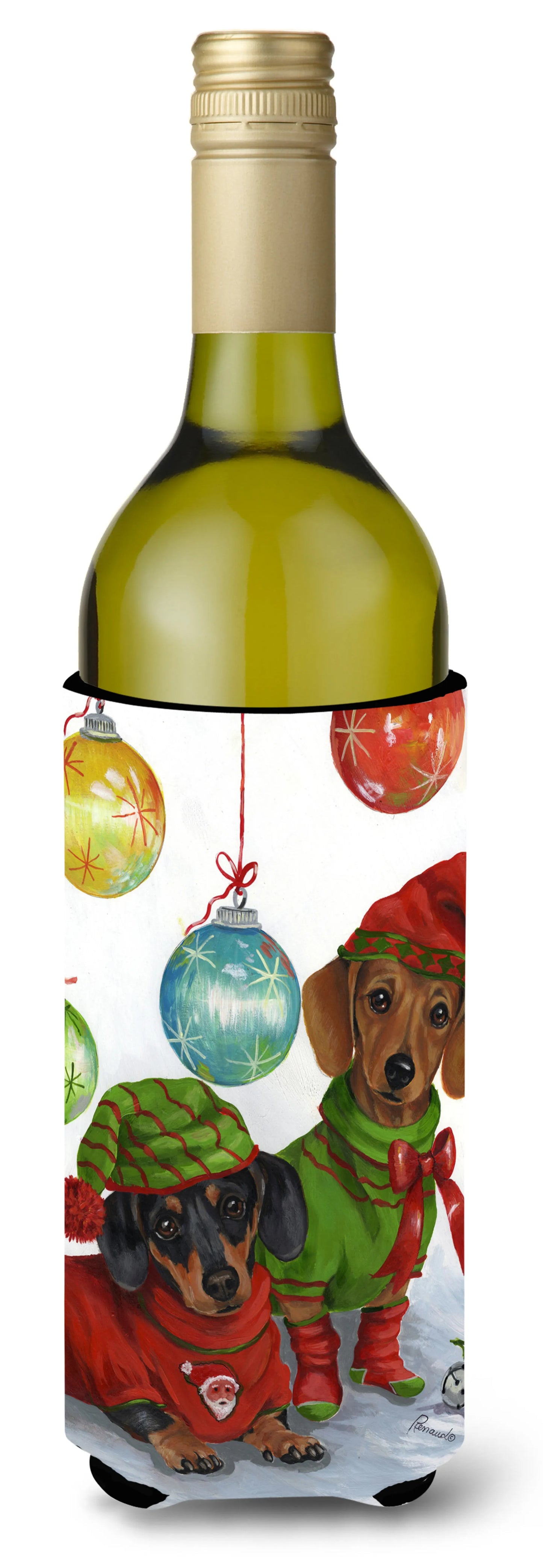 Christmas Dog Art Wine Bottle Hugger