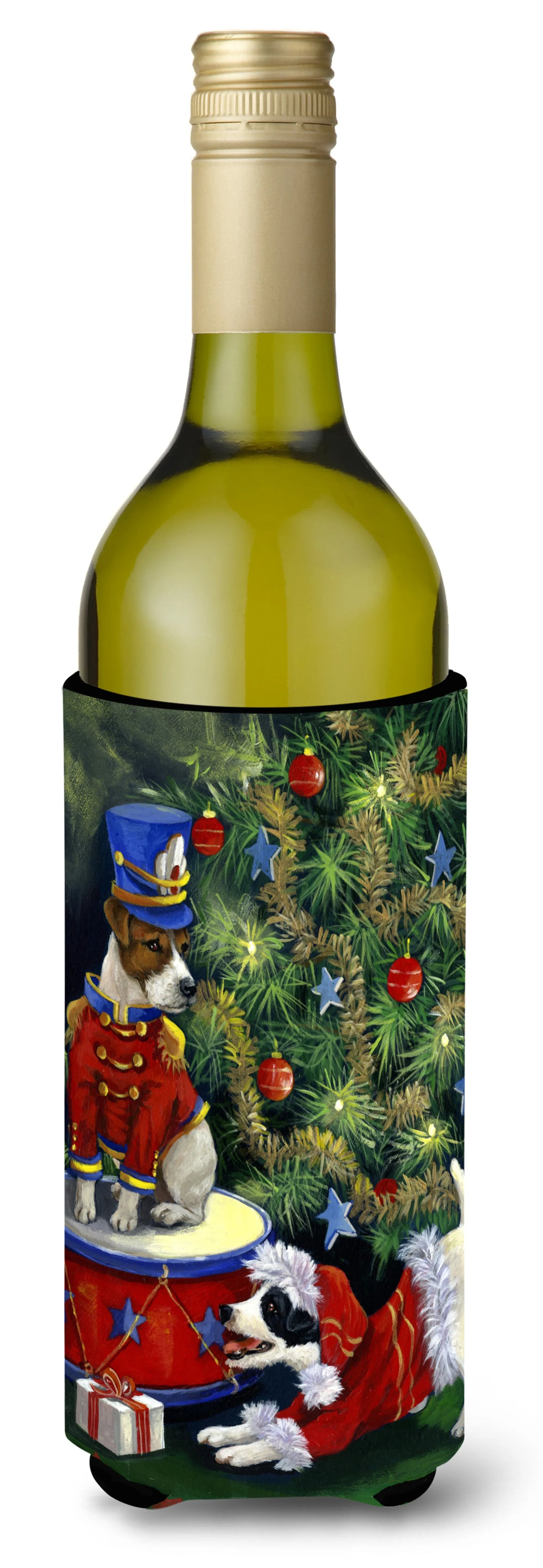 Christmas Dog Art Wine Bottle Hugger