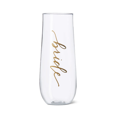 Bride/Bridesmaid Durable Plastic Stemless Champagne Glass 11 oz.