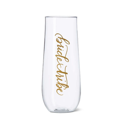 Bride/Bridesmaid Durable Plastic Stemless Champagne Glass 11 oz.