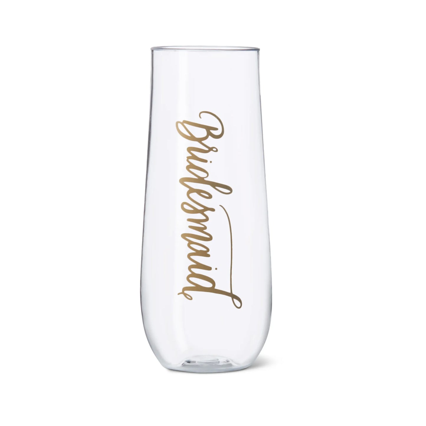 Bride/Bridesmaid Durable Plastic Stemless Champagne Glass 11 oz.