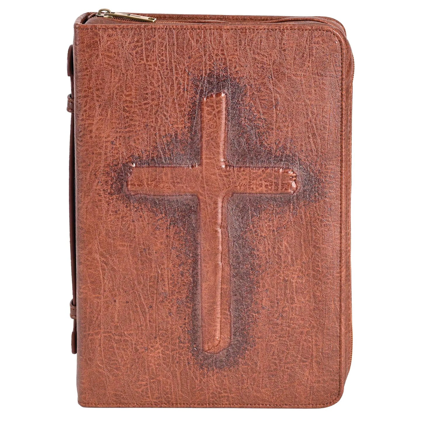 Bible Cover Vintage Cross Brown XL