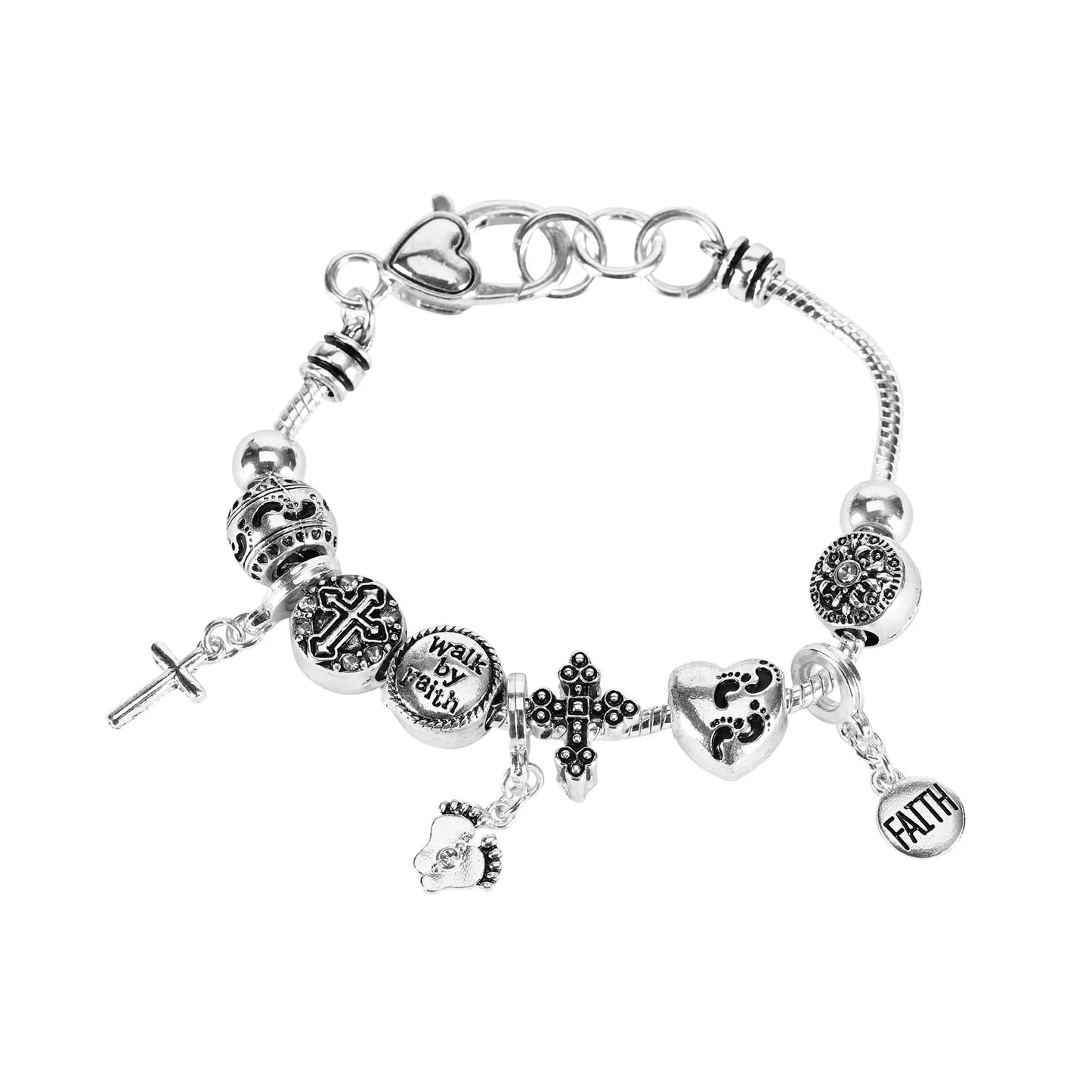 FOOTPRINTS BRACELET SILVER PLATE LOBSTER