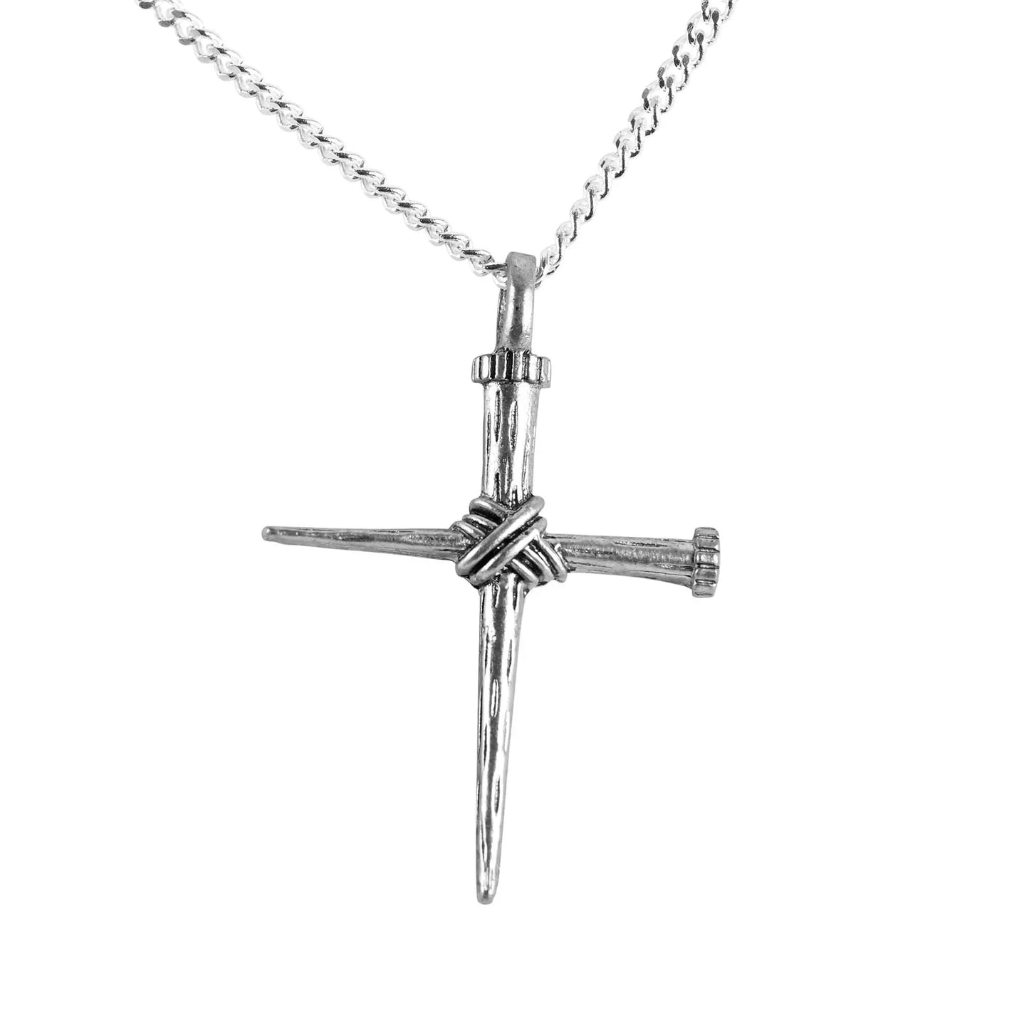 PEWTER DOUBLE NAIL CROSS 21" CHAIN