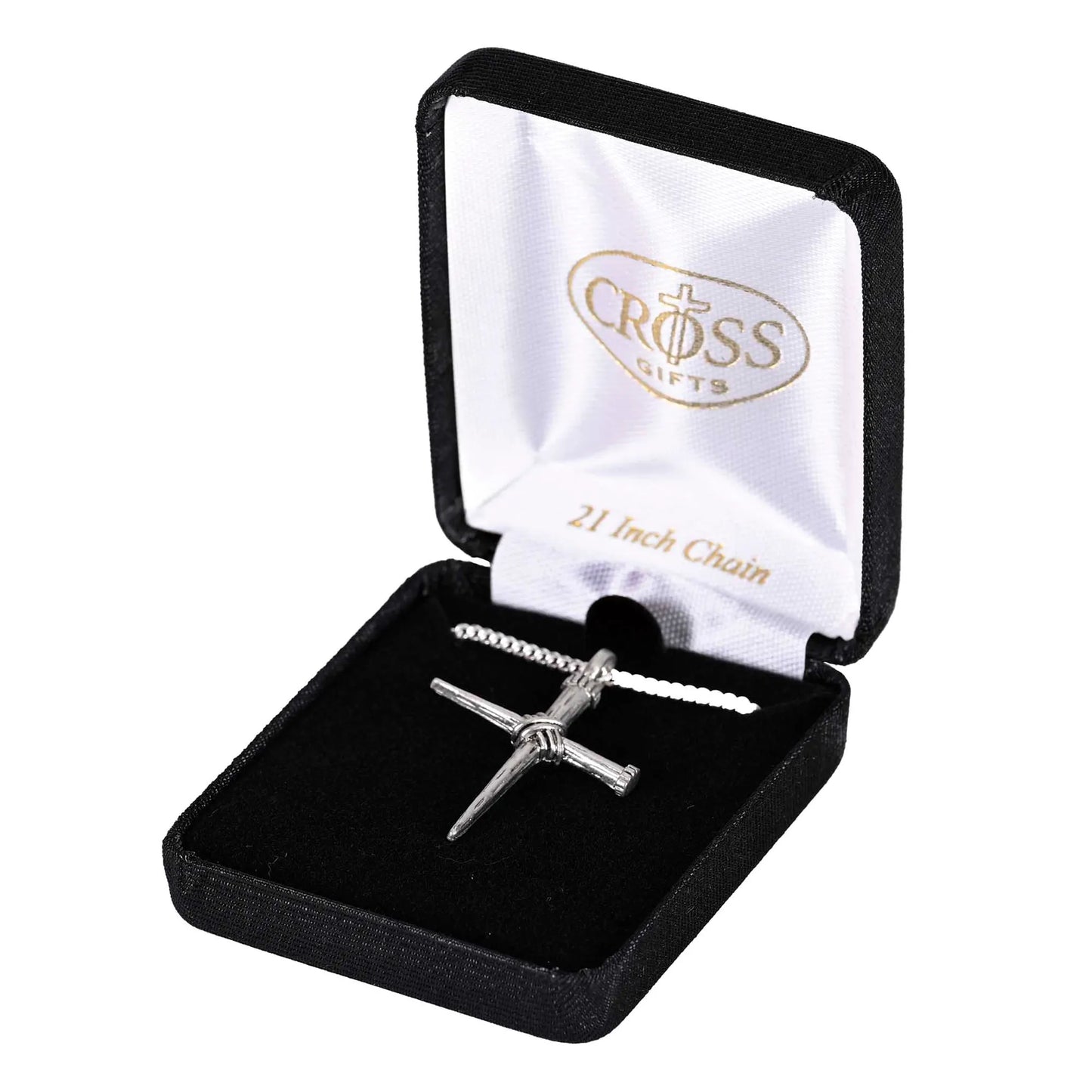 PEWTER DOUBLE NAIL CROSS 21" CHAIN