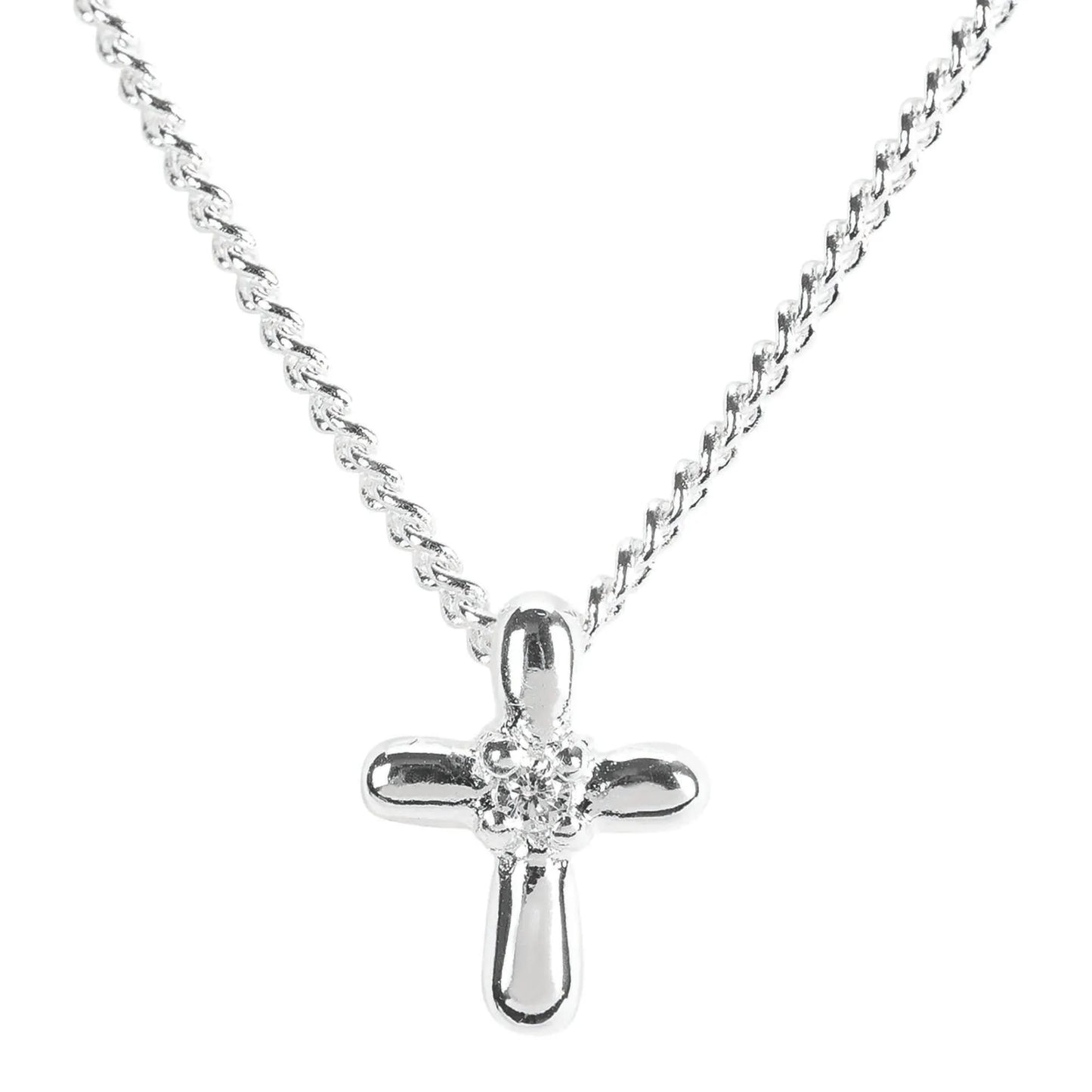 Necklace 16 Chain Petal Cross/CZ 1st Com