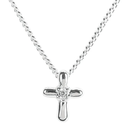 Necklace 16 Chain Petal Cross/CZ 1st Com