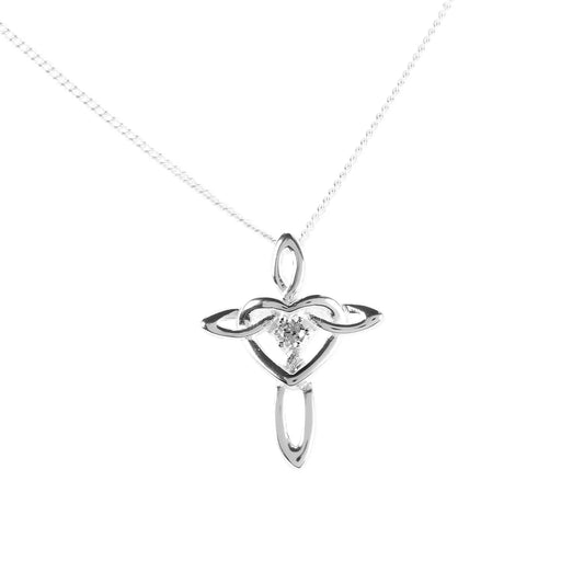 MOBIUS CROSS/HEART SILVER PLATE 18