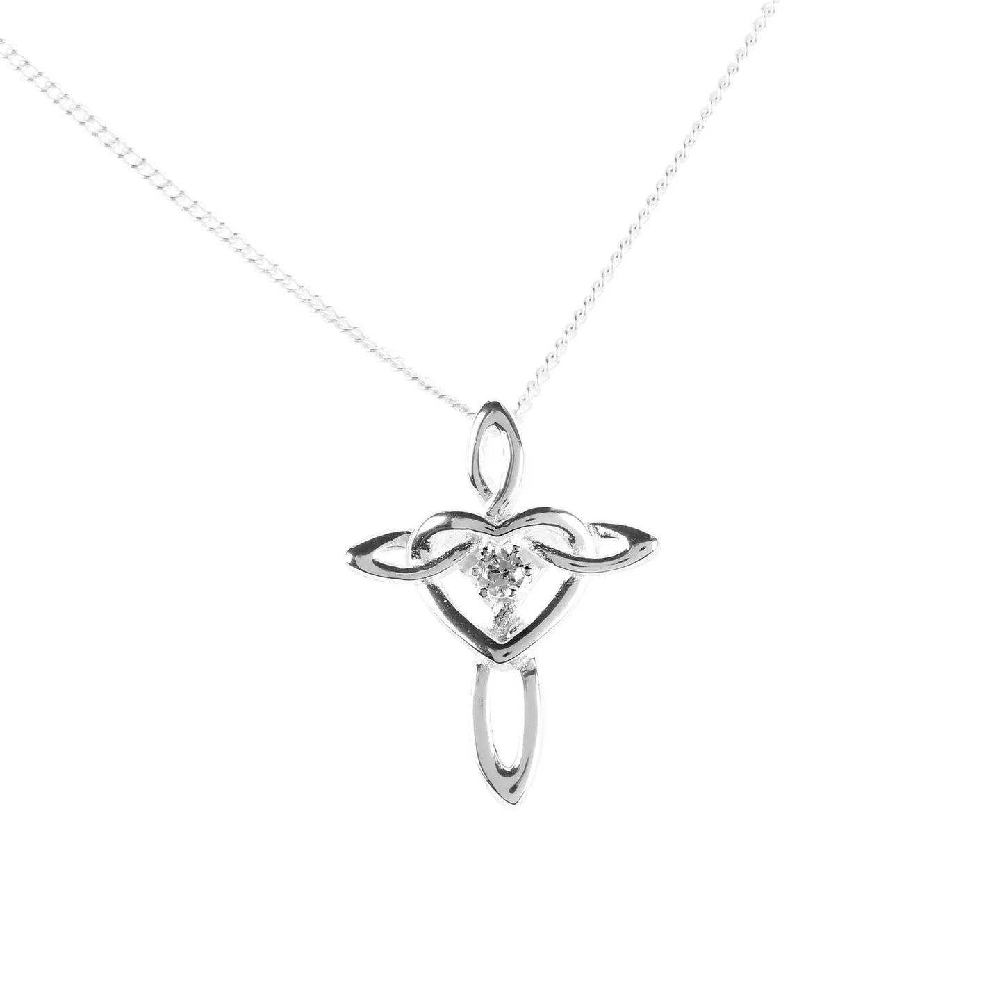 MOBIUS CROSS/HEART SILVER PLATE 18