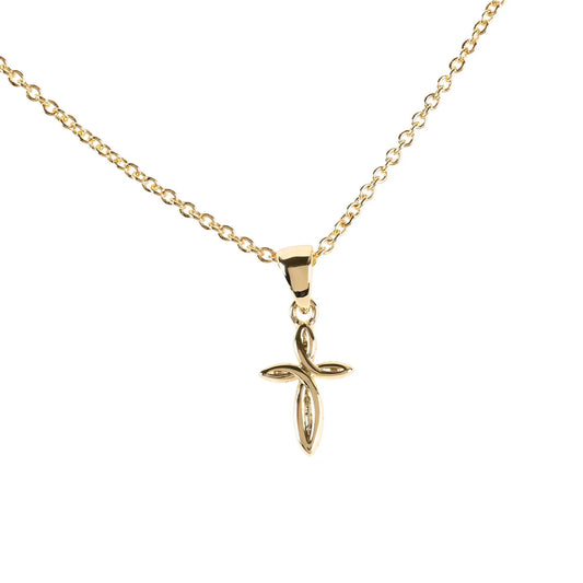 MINI RIBBON CROSS 5/16"L GOLD PLATE 18"