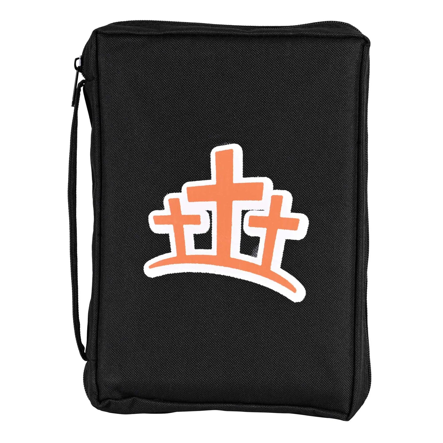 Bible Cover Orange Crosses Black Large