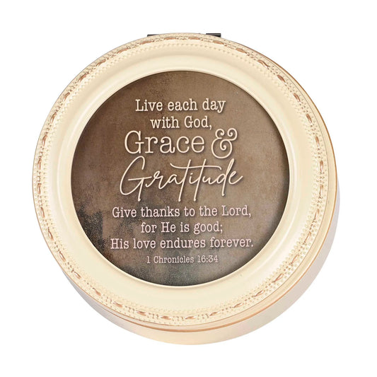 Keepsake Box Round Ivory Grace Gratitude