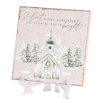 Tabletop Tile Church Silent Night Ivory