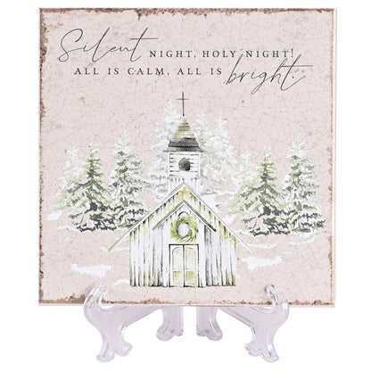 Tabletop Tile Church Silent Night Ivory