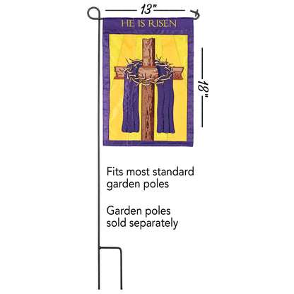 Flag Cross And Crown He Is Risen 13x18