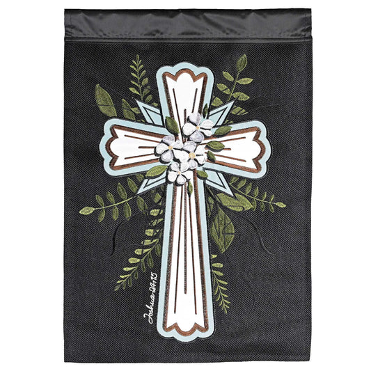 Flag Cross Joshua 24:15 Burlap 13x18