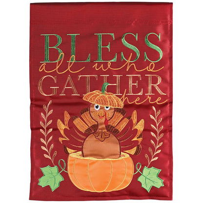 Flag Turkey Bless All Who Gather 13x18