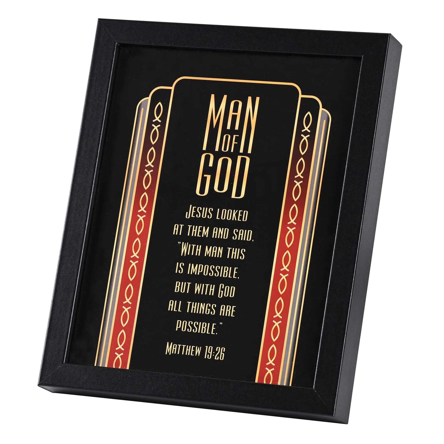 Framed Art Man Of God Matt.19:26 8x10