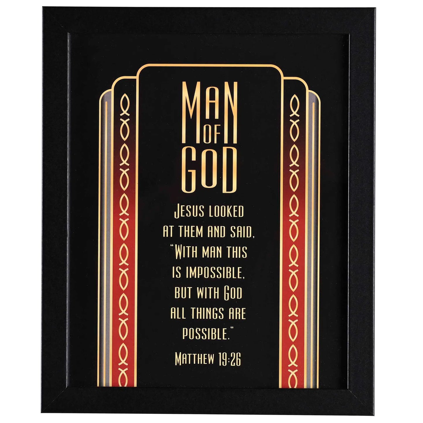 Framed Art Man Of God Matt.19:26 8x10